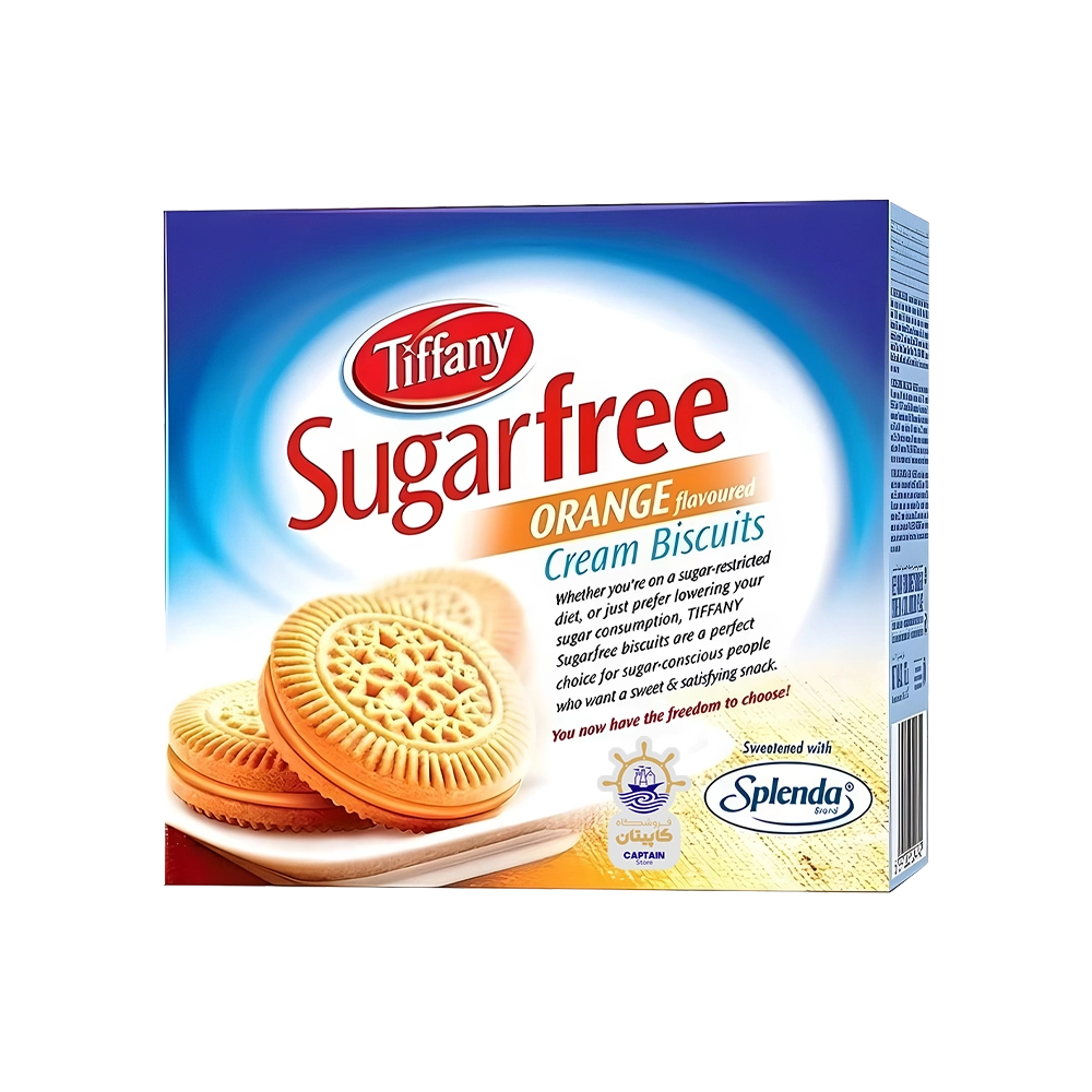 بیسکوییت تیفانی کرمدار بدون شکر پرتقالی ۱۹۰ گرم