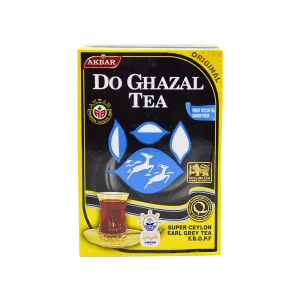 چای سیاه سیلان دو غزال اکبر مدل ارل گری ۵۰۰ گرم