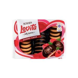 کوکی ژله ای لاویتا با لایه ژله تمشک و روکش شکلاتی ۴۲۰ گرم