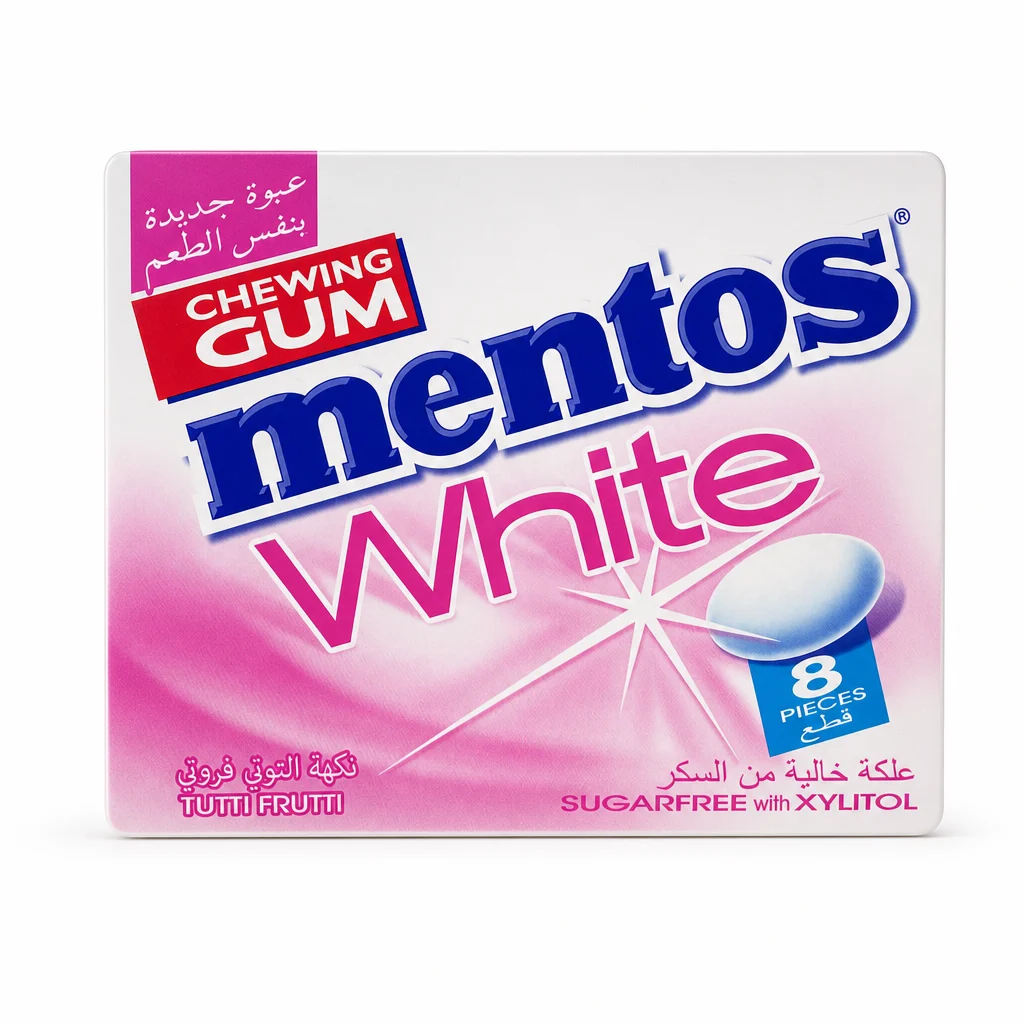 آدامس بدون قند MENTOS مدل White بسته ۸ عددی