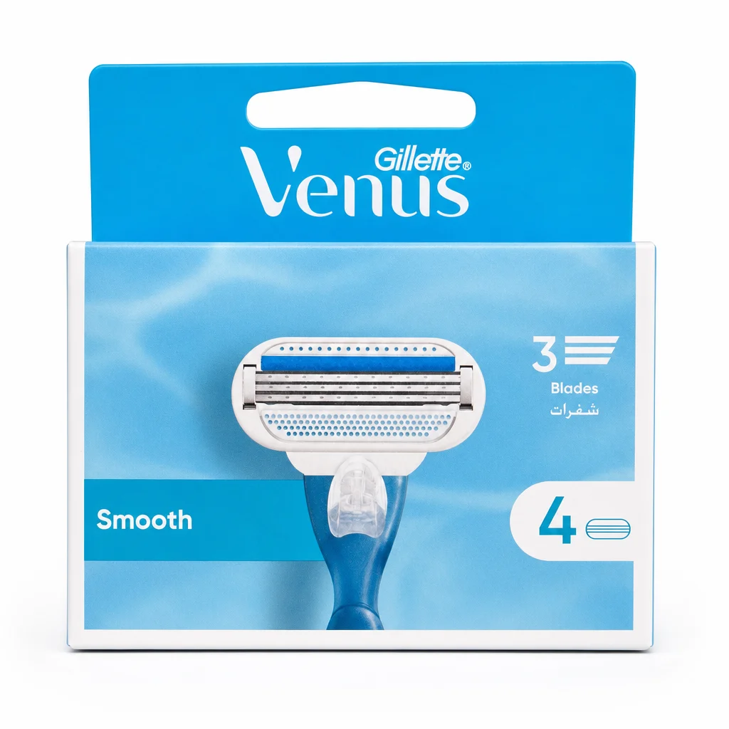 تیغ یدک اصلاح زنانه Gillette Venus مدل Smooth بسته ۴ عددی