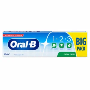 خمیر دندان Oral-B مدل 1.2.3 Extra Fresh با فلوراید فعال و حجم 100 میلی‌لیتر