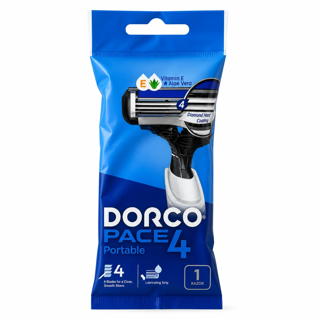 خودتراش اصلاح 4 تیغ DORCO مدل PACE 4 Portable بسته ۱ عددی