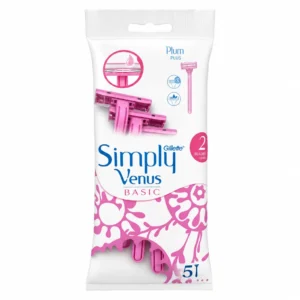 خودتراش اصلاح زنانه 2 تیغ Gillette مدل Simply Venus Basic بسته ۵ عددی