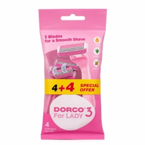 خودتراش اصلاح زنانه 3 تیغ DORCO مدل For LADY بسته ۸ عددی