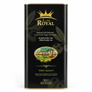 قوطی ۴ لیتری روغن زیتون بدون بو ROYAL مدل Refined Oils Blended with Extra Virgin Olive Oil