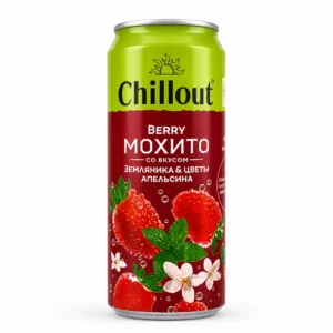 نوشیدنی موکتل توت فرنگی و نعنا Chillout مدل BERRY MOXITO حجم 450 میلی لیتر