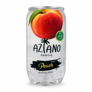 نوشیدنی گازدار AZIANO طعم هلو حجم ۳۵۰ میلی‌لیتر