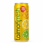 نوشیدنی گازدار طعم لیمو و لایم و انبه LaimonFresh مدل LIME LEMON MANGO حجم 330 میلی لیتر