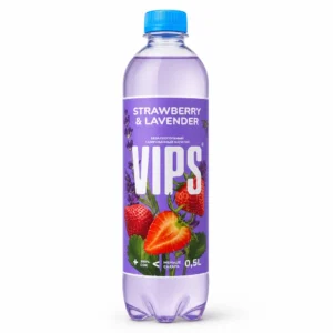 نوشیدنی گازدار لاوندر و توت فرنگی VIPS مدل STRAWBERRY & LAVENDER حجم ۵۰۰ میلی‌لیتر