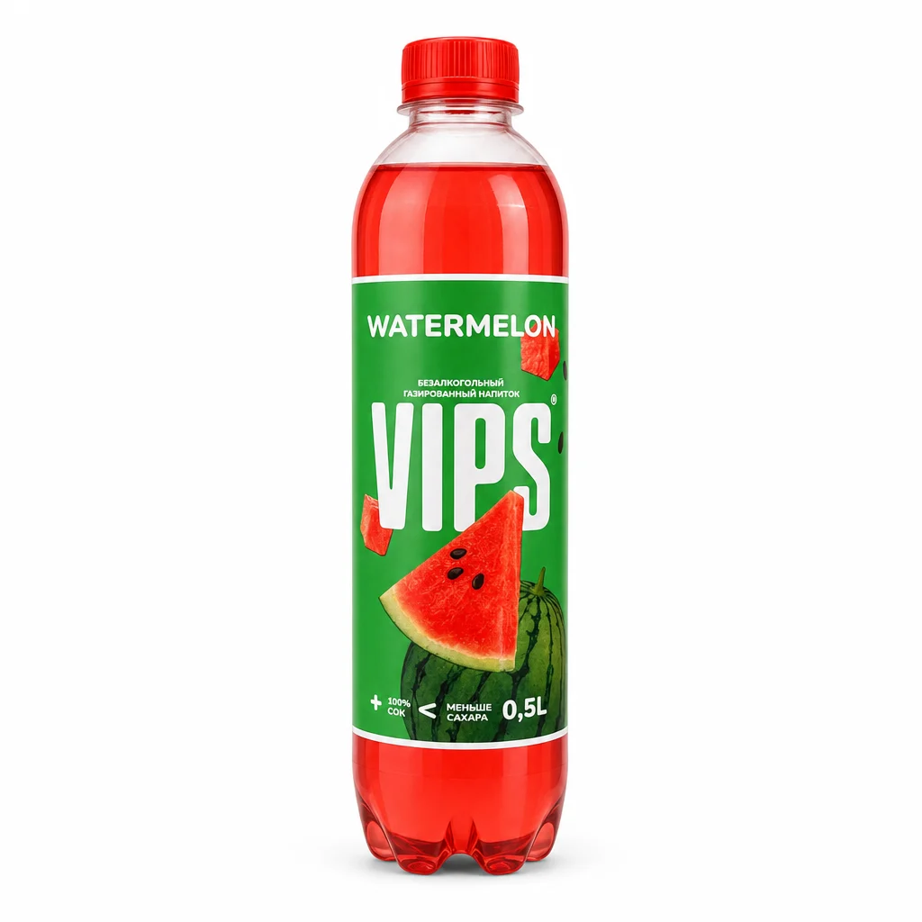 نوشیدنی گازدار هندوانه VIPS مدل WATERMELON حجم ۵۰۰ میلیلیتر