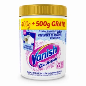 پودر لکه‌بر و سفیدکننده لباس سفید Vanish مدل Oxi Action بسته ۴۰۰ گرم + ۵۰۰ گرم رایگان