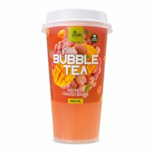 بابل تی AZIANO Bubble Tea مدل LYCHEE MANGO BALLS حجم ۴۵۰ میلی‌لیتر