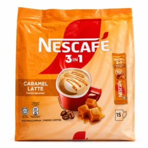 کافی میکس کارامل لاته Nescafe مدل 3 in 1 Caramel Latte بسته ۱۵ عددی