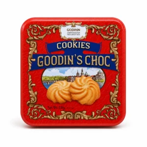 کوکی شکلاتی GODINN مدل Goodin's Choc وزن ۱۵۸ گرم با قوطی فلزی