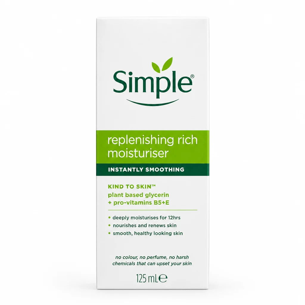 مرطوب کننده صورت Simple مدل Replenishing Rich Moisturiser حجم ۱۲۵ میلیلیتر