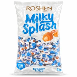 تافی شیری خامه‌ای ROSHEN مدل Milky Splash وزن 1 کیلوگرم