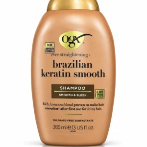 شامپو صاف‌کننده مو OGX مدل Ever Straightening + Brazilian Keratin Smooth حجم ۳۸۵ میلی‌لیتر
