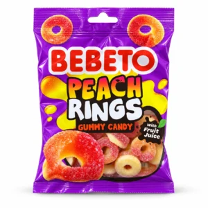 پاستیل حلقه‌ای هلو BEBETO مدل Peach Rings وزن ۸۰ گرم