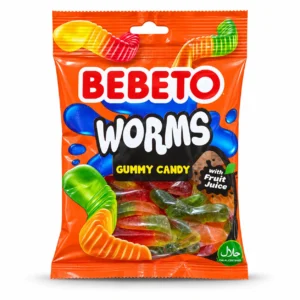 پاستیل کرمی BEBETO مدل WORMS وزن ۸۰ گرم