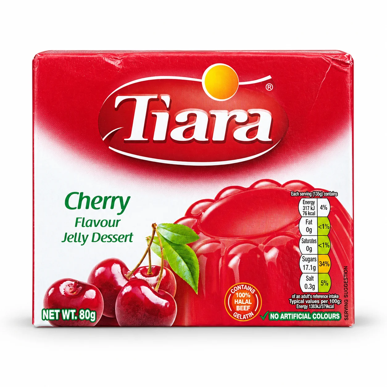 پودر ژله گیلاس Tiara مدل Cherry Flavour وزن ۸۰ گرم