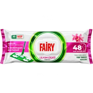 دستمال مرطوب نظافت کف و سطوح Fairy مدل Lilyum Çiçeği Kokulu بسته ۵۰ عددی