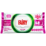 دستمال مرطوب پاک‌کننده سطوح Fairy مدل Lilyum Kokulu بسته ۱۰۰ عددی