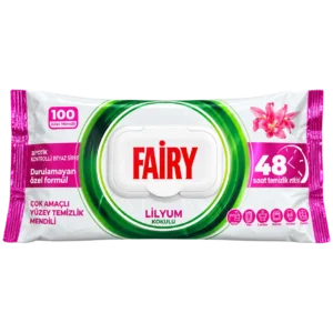 دستمال مرطوب پاک‌کننده سطوح Fairy مدل Lilyum Kokulu بسته ۱۰۰ عددی