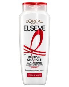شامپو مراقبتی و بازسازی‌کننده موهای آسیب‌دیده L'Oréal Paris مدل Elseve Komple Onarıcı 5 حجم ۳۰۰ میلی‌لیتر