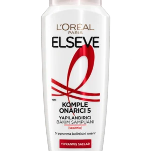 شامپو مراقبتی و بازسازی‌کننده موهای آسیب‌دیده L'Oréal Paris مدل Elseve Komple Onarıcı 5 حجم ۳۰۰ میلی‌لیتر